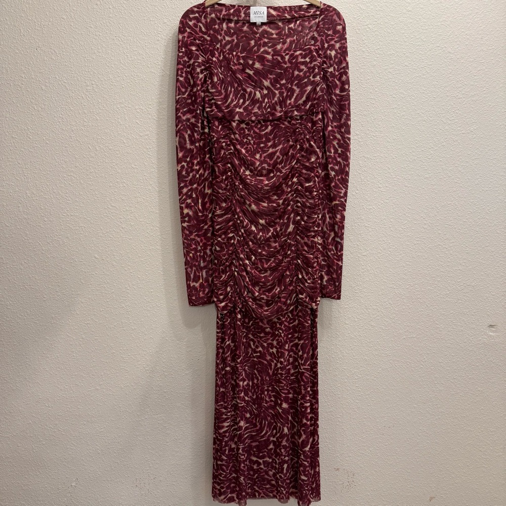 Misa Los Angeles Fuchsia Long Sleeve Dress - Picture 2 of 10
